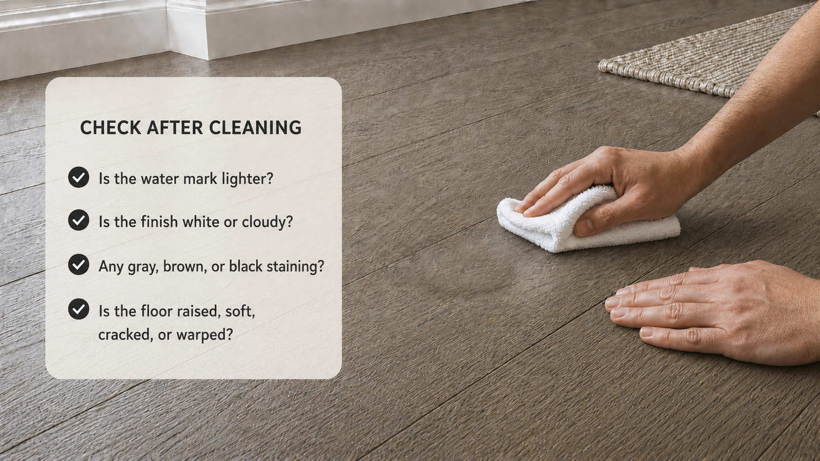 Step 2 Clean the stain and inspect the finish